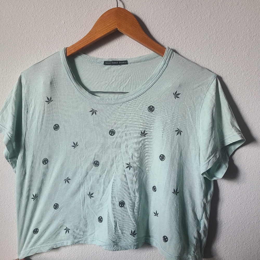 Mint Green Graphic Crop Top